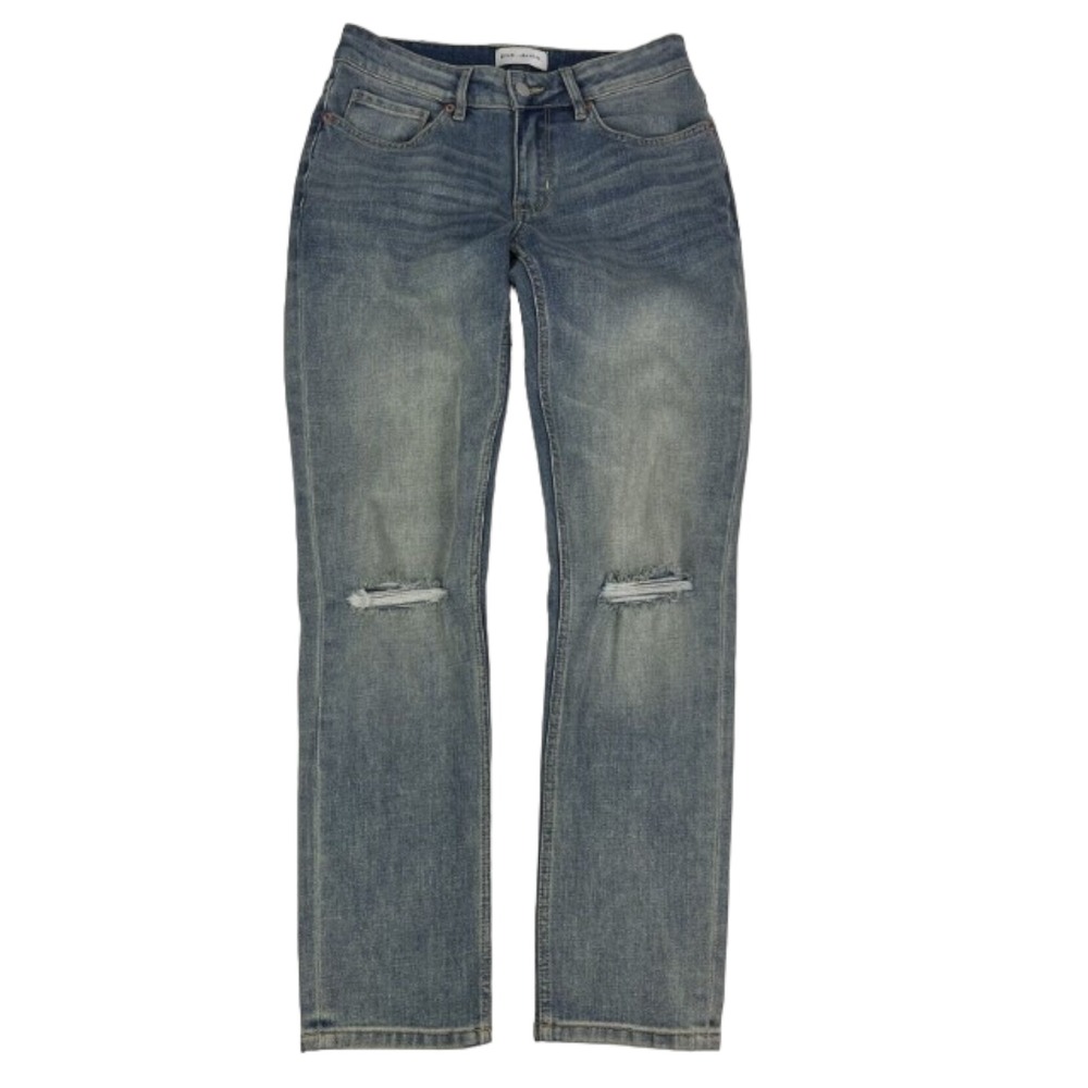 Dish-Denim. Lt Wash Blue Straight Leg Cotton Poly Blend Jeans Womens 27X30